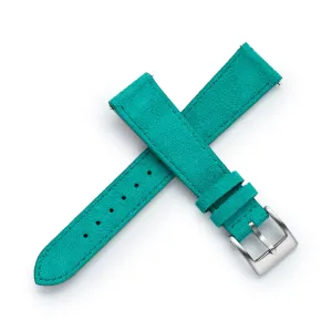 18mm 20mm 22mm Quick Release Tapered Suede Leather Watch Strap - Turquoise Green