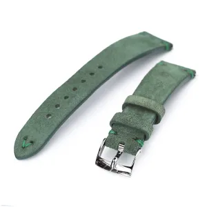 20mm Emerald Green Quick Release Italian Suede Leather Watch Strap, Green St.