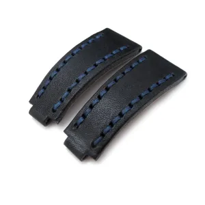 20mm MiLTAT RX Collection Watch Strap, NERO Black Genuine Calf, Navy Blue St. Tailor-made for RX SUB & EXP