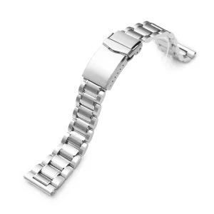 20mm or 22mm Entwine (Pull-Twist) QR Watch Band Straight End Quick Release, 316L Stainless Steel Brushed and Polished V-Clasp