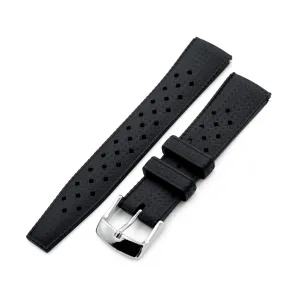 20mm Quick Release Tropical-Style FKM rubber watch strap, Black