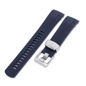 22mm Crafter Blue - Dark Blue Rubber Curved Lug Watch Strap for TUD BB M79230