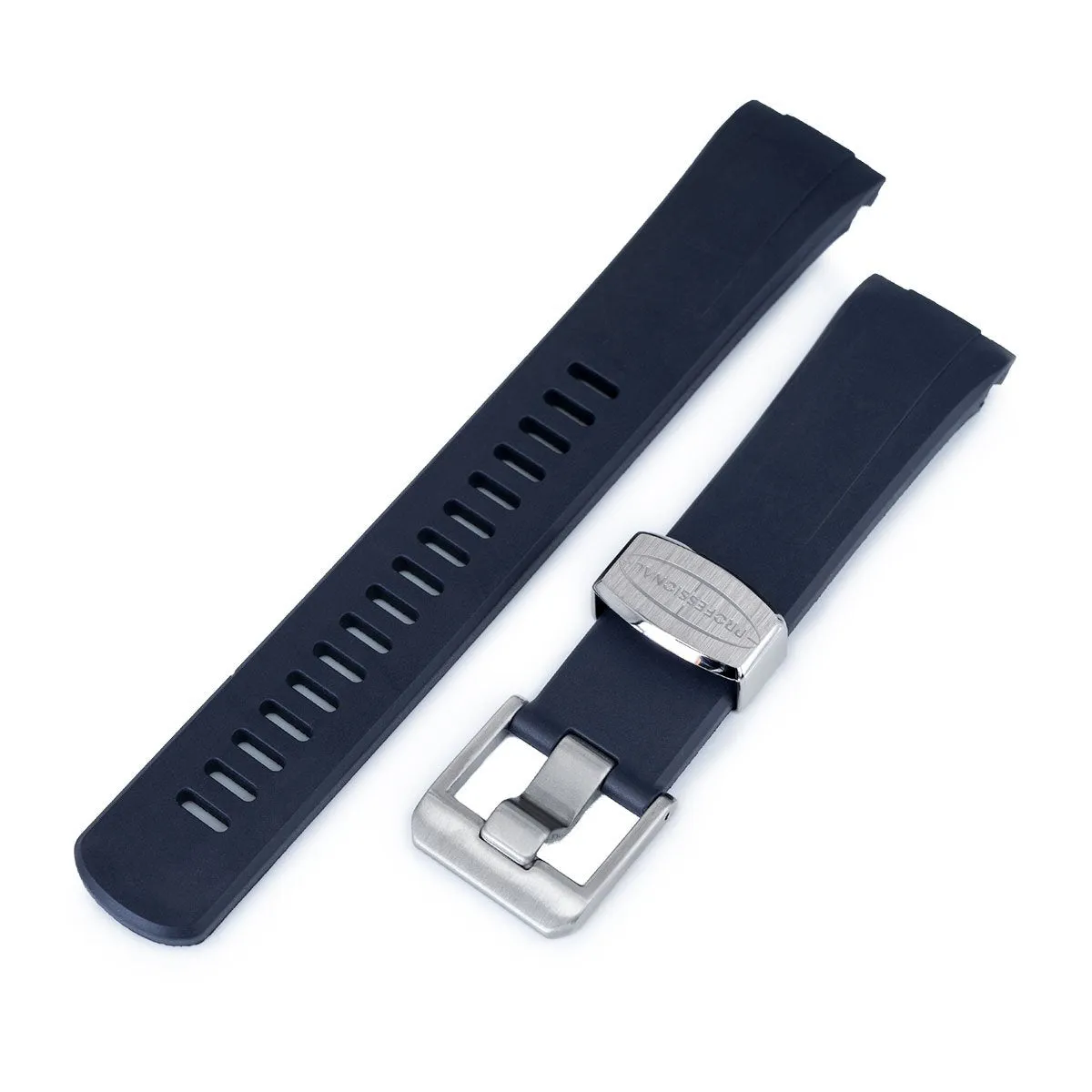 22mm Crafter Blue - Navy Blue Rubber Curved Lug Watch Band compatible with Seiko Turtle SRP777