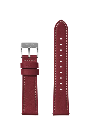 23mm Stitched Leather Band - Cranberry