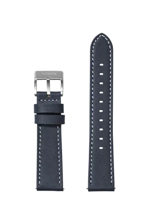 23mm Stitched Leather Band - Navy