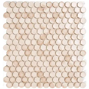 Coral 1 Barrels, 6/8" - Glass Penny Round Mosaic