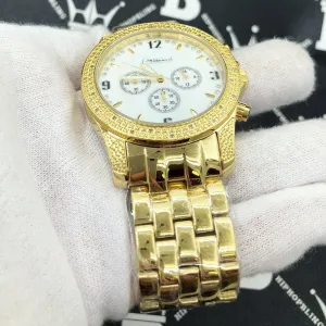 Gold Classic Chrono .25 Carat Diamond Hip Hop Watch JoJino