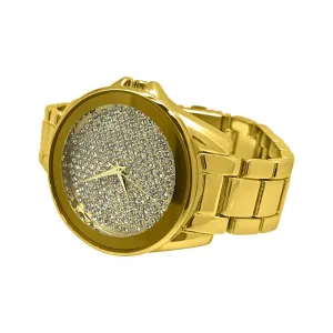 Mirror Bezel Gold Bling Bling Watch