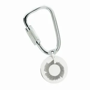 Personalised Song Wave Solid Silver Carabiner Keyring