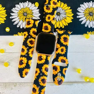 Sunflower Silicone Print Band For Apple Watch