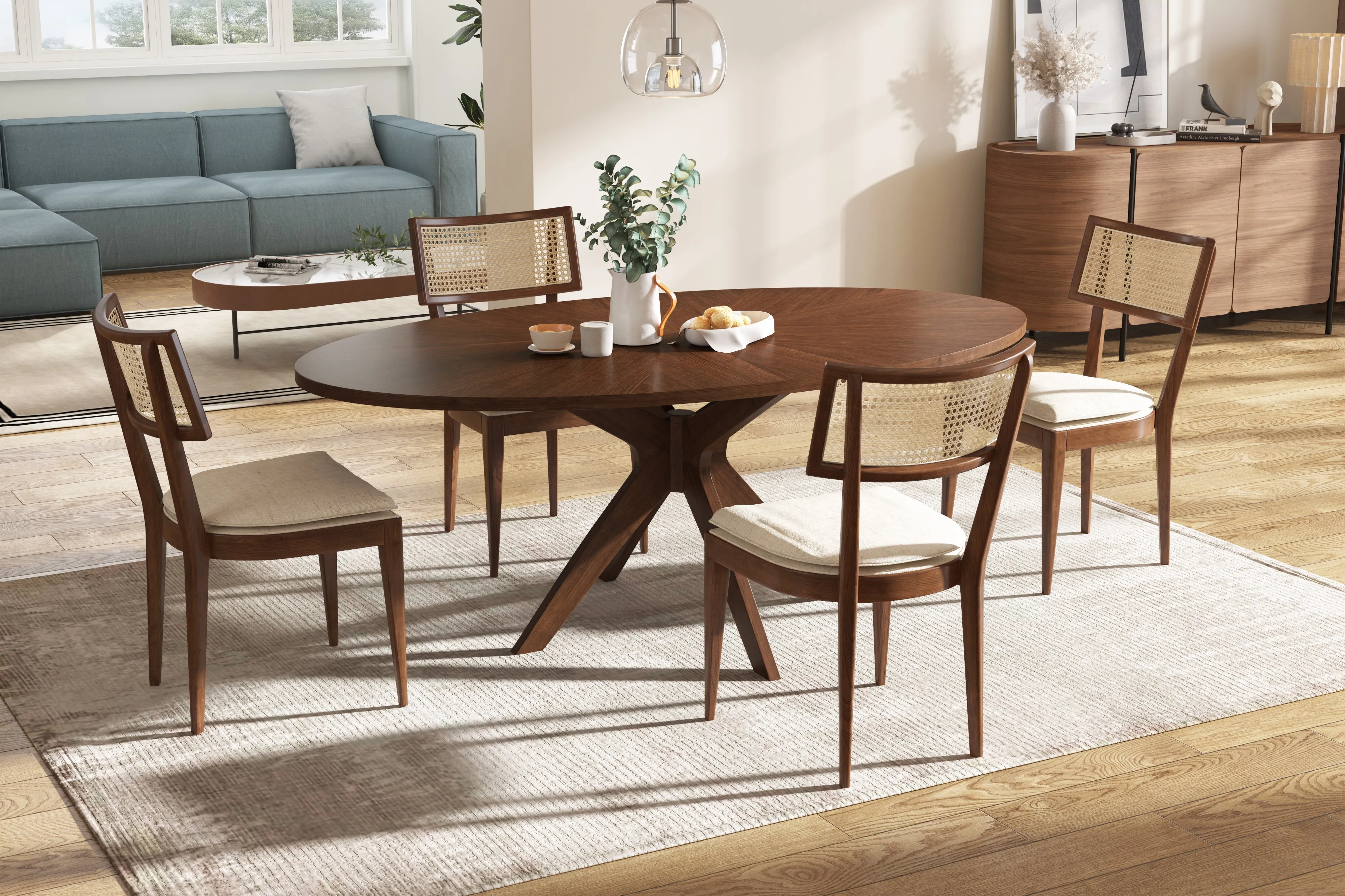 Valencia Lucy Wood Oval Dining Table, Dark Chocolate Color