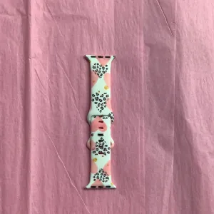 Valentine's Cheetah Printed Silicone Smart Watch Band